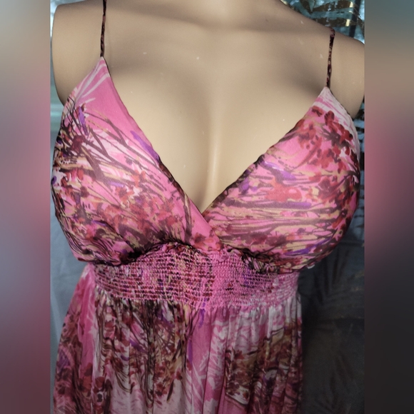 Elegant Pink Floral Maxi Dress Size # S - Picture 4 of 14